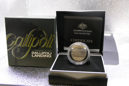 2015 Centenary of the Gallipoli Landing $5 Fine Silver Proof Coin — Royal Australian Mint — Lone Pine front