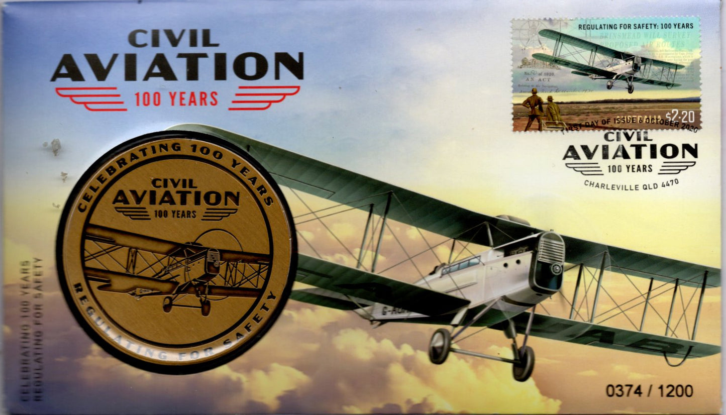 2020 Civil Aviation Centenary Medallion in PNC