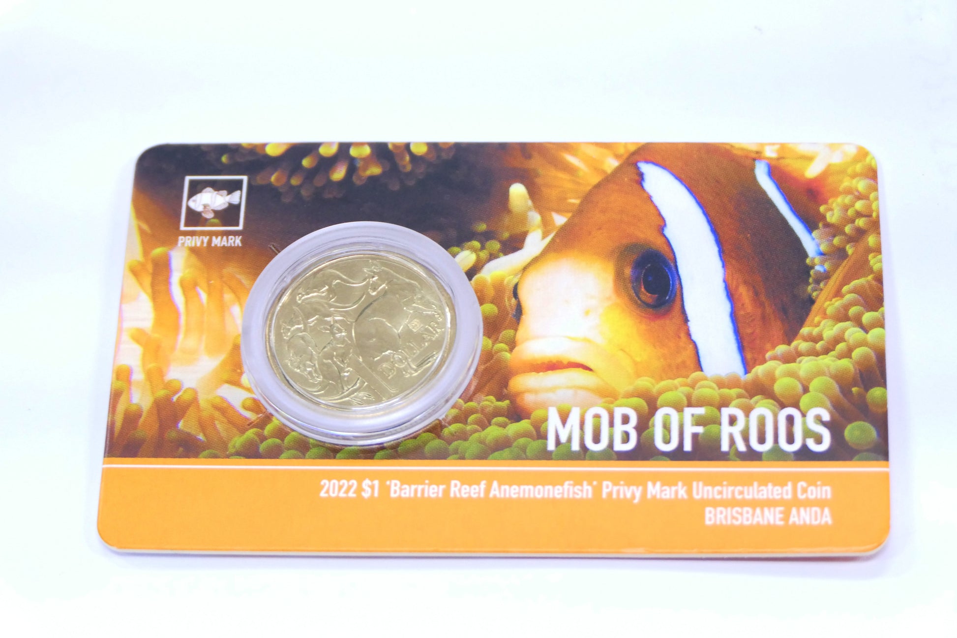 2022 Royal Australian Mint Brisbane ANDA Barrier Reef Anemonefish Privy Mark $1 RAM Uncirculated Coin front