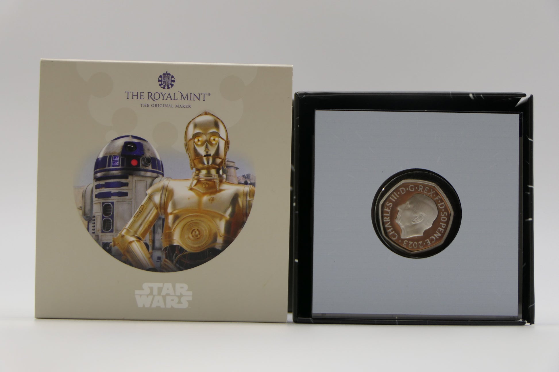 2023 Star Wars R2-D2 & C-3po 50p Silver Proof Coin — Royal Mint Uk — Boxed image 3