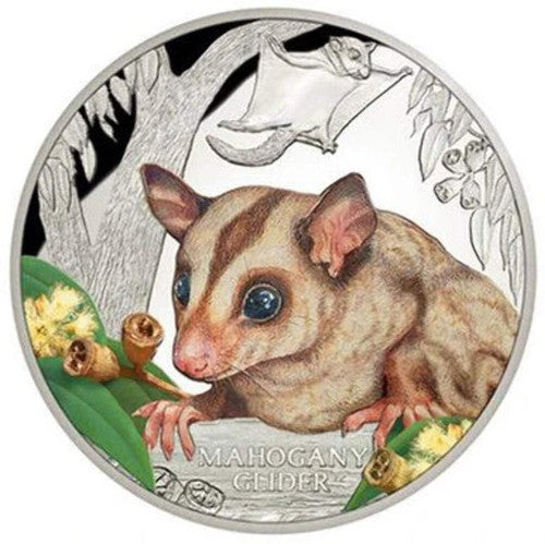 2015 $1 Endangered and Extinct Mahogany Glider 1oz Silver Coloured Proof Coin front