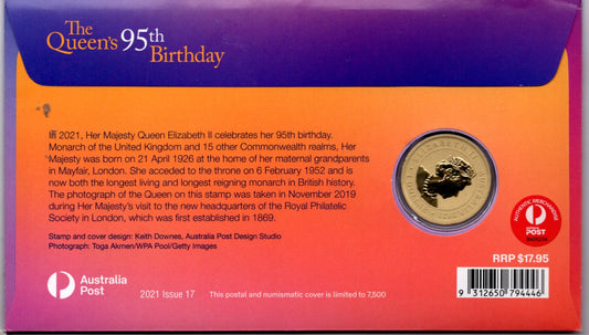 2335 Australia Post the Queen's 95th Birthday PNC 2021 ANDA Sydney Money Expo reverse