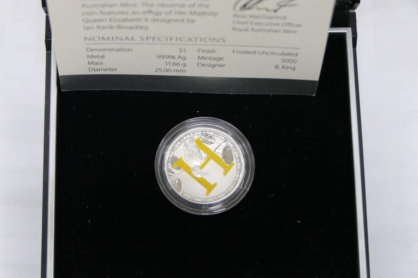 2017 $1 Coloured Silver Frosted UNC Coin front