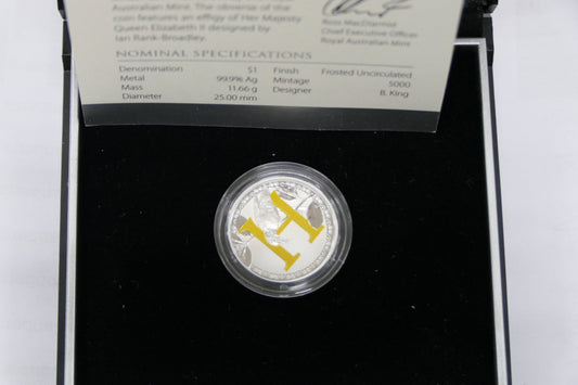 2017 $1 Coloured Silver Frosted UNC Coin front