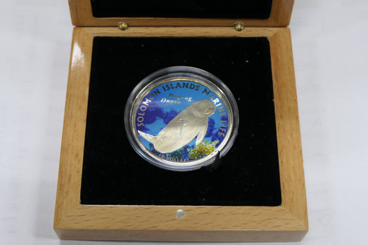 Solomon Islands 2011 Marine Life Dugong 10 Dollars Silver Proof Coin front