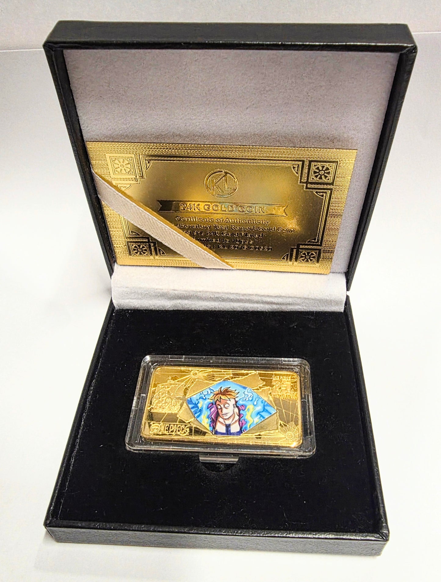 24K gold-plated collectible commemorative bar featuring the character Marco from One Piece