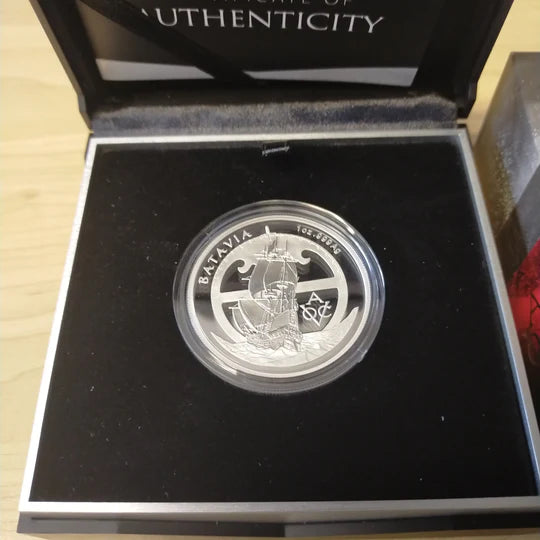 2015 $5 Drama on the High Seas Batavia 1oz Silver Proof Coin front