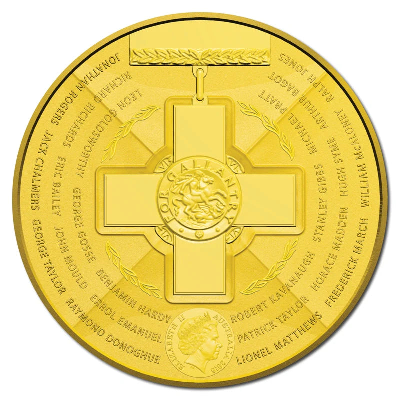 2015 Australian Bravery Five Dollar Gold Plated Silver Uncirculated Coin front