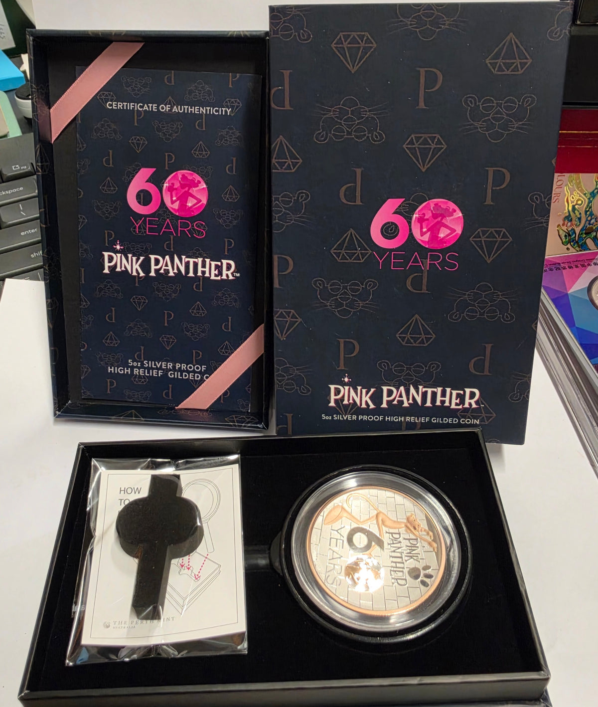 2024 The Pink Panther 60th Anniversary 5oz Silver Proof High Relief Gilded Coin