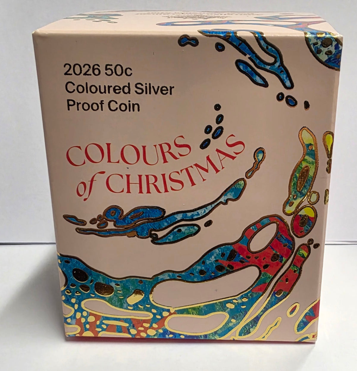2026 50c Coloured Silver Proof Coin – Christmas Decoration issued by the Royal Australian Mint.
