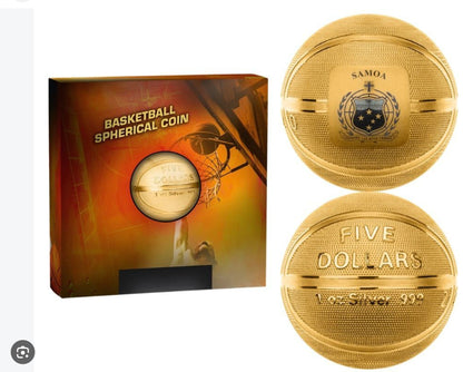 2020 $5 Samoa Basketball Spherical Coin