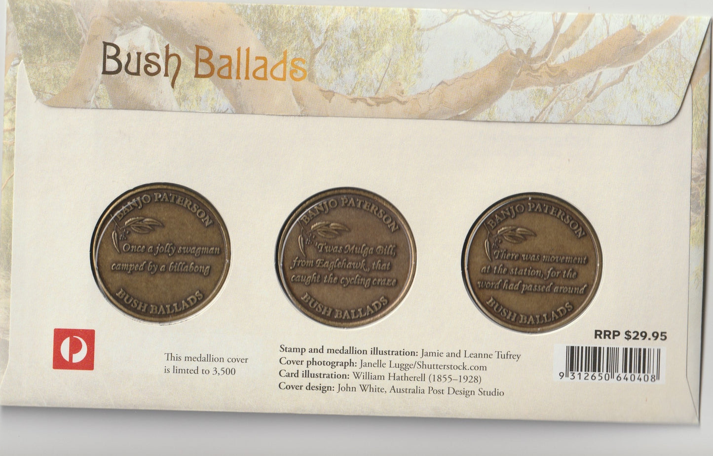 2014 Bush Ballads Stamp and Medallions Cover