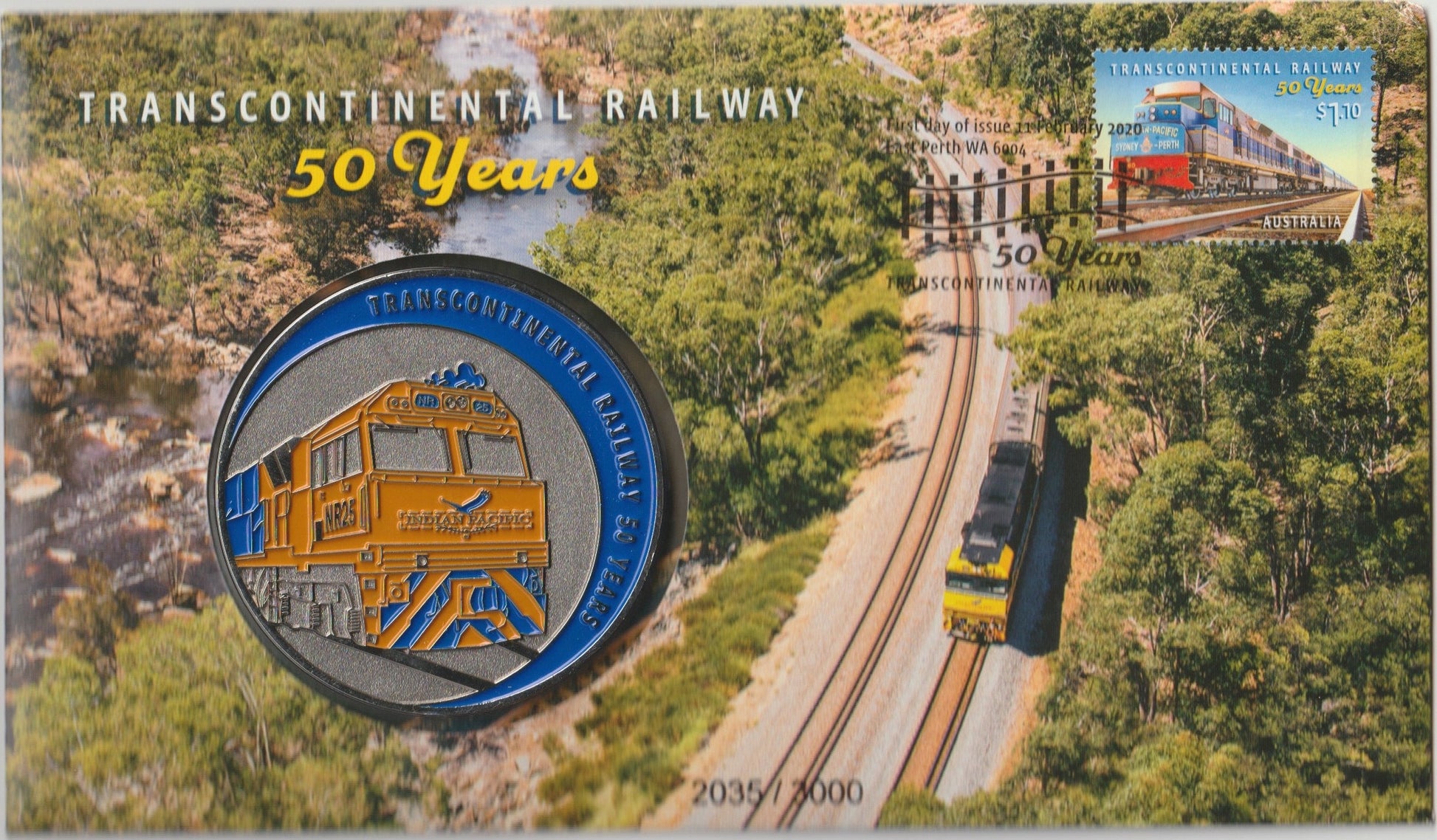 Australia Post Transcontinental Railway 50 Years PNC front