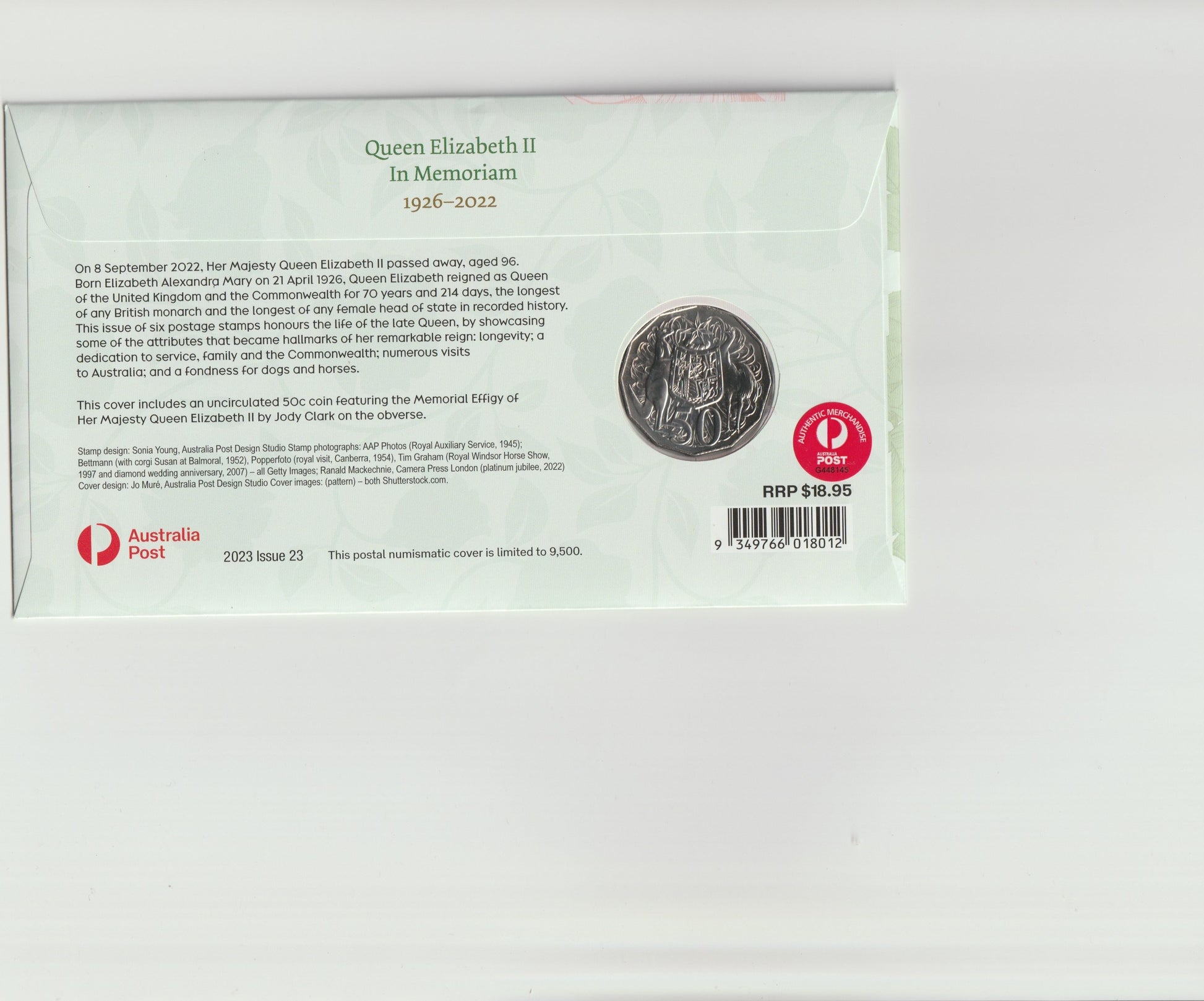 2024 Australia Post Queen Elizabeth Remembering PNC reverse