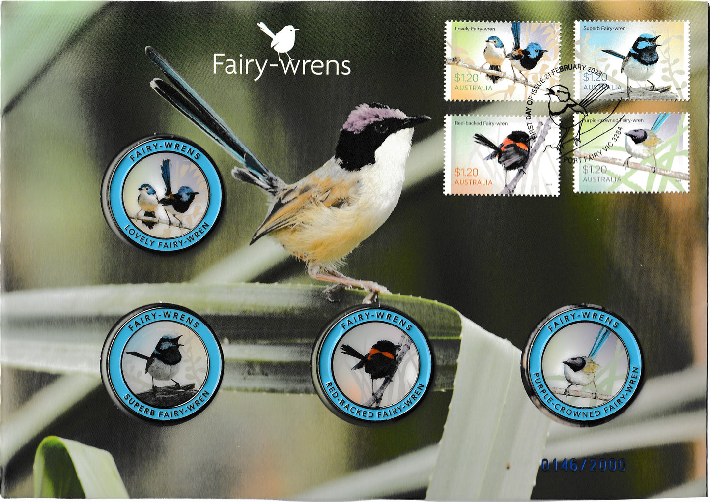 2023 Fairy-wrens postal numismatic cover 