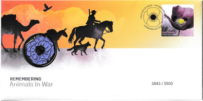 2020 remembering animals in war postal numismatic cover 