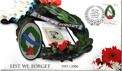 2021 Lest We Forget ANZAC Day Medallion & Stamp Cover PNC