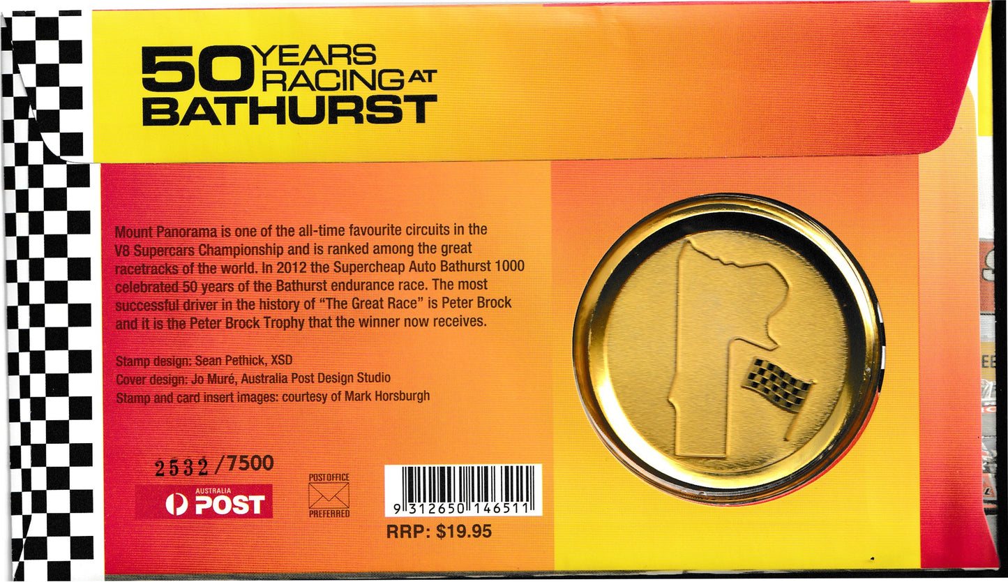 2012 supercars 50 years of racing at Bathurst postal numismatic cover