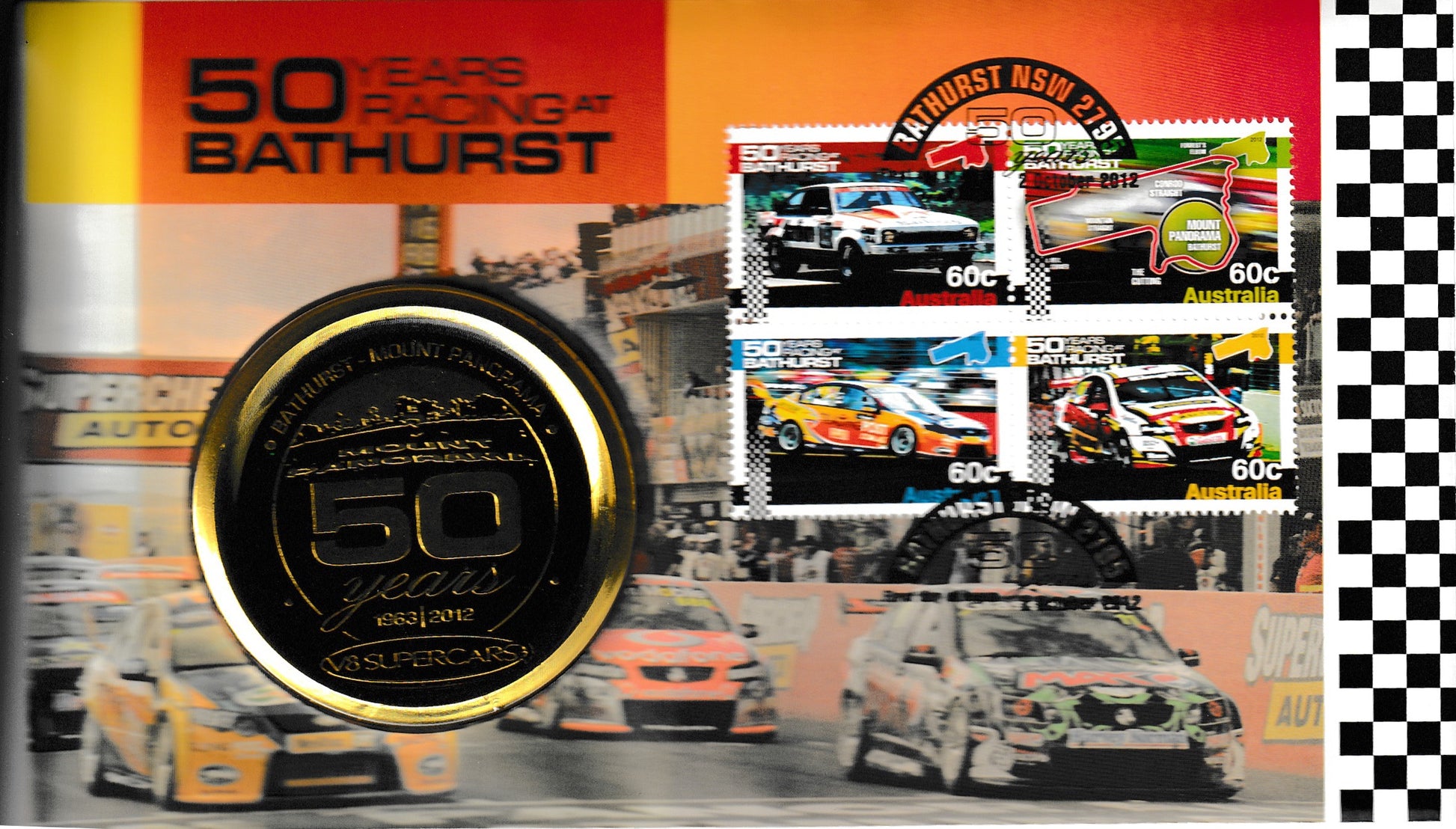 2012 supercars 50 years of racing at Bathurst postal numismatic cover