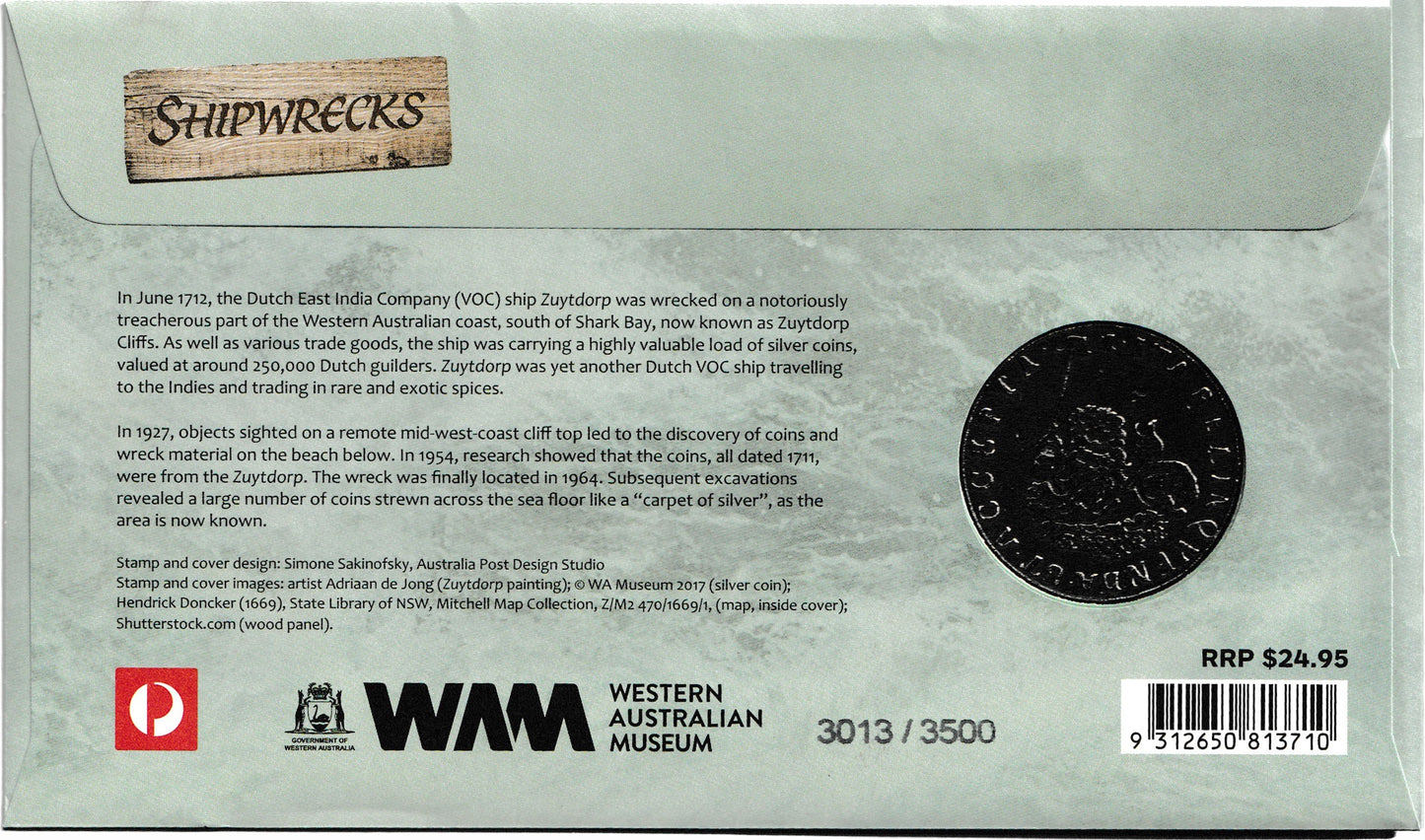 2017 Shipwrecks Medallion & Stamp Cover PNC