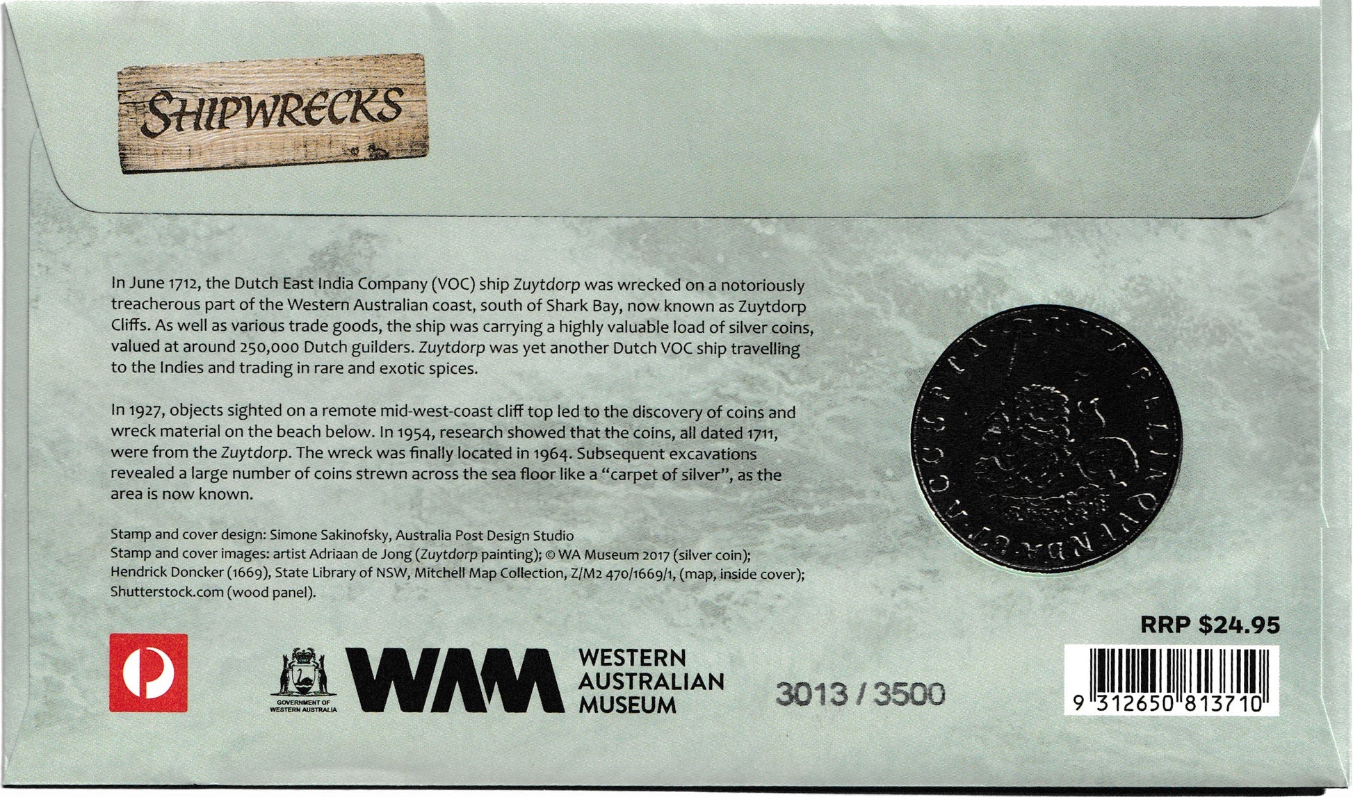 2017 Shipwrecks Medallion & Stamp Cover PNC