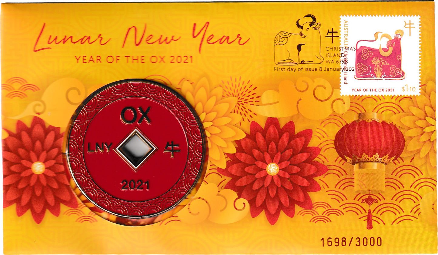 2021 Year of the Ox Medallion & Stamp Cover PNC