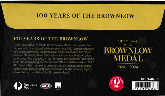 2024 100 Years of the Brownlow Medal 1924 - 2024 Postal Medallion Cover