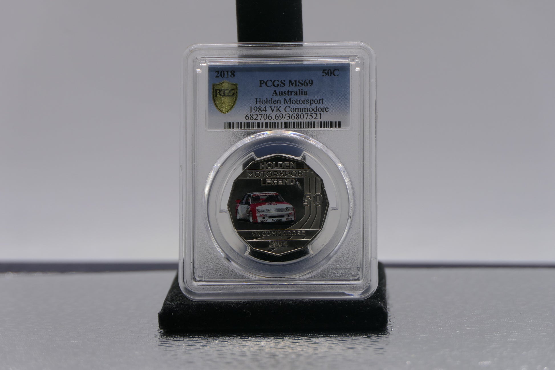 PCGS MS69 1984 VK Commodore 50c Graded Coin front