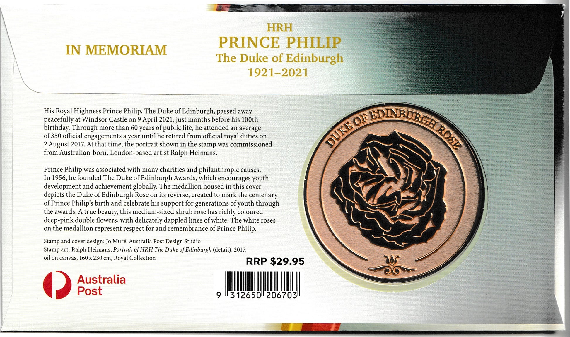 2021 Memorial coin and stamp numismatic cover of HRH Prince Philip, The Duke of Edinburgh
