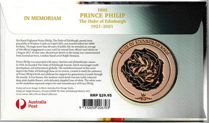 2021 Memorial coin and stamp numismatic cover of HRH Prince Philip, The Duke of Edinburgh