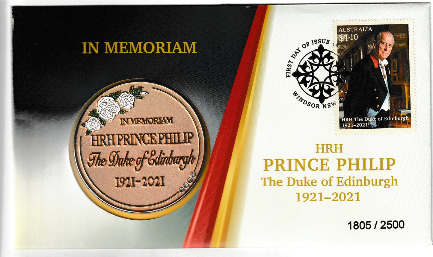 2021 Memorial coin and stamp numismatic cover of HRH Prince Philip, The Duke of Edinburgh