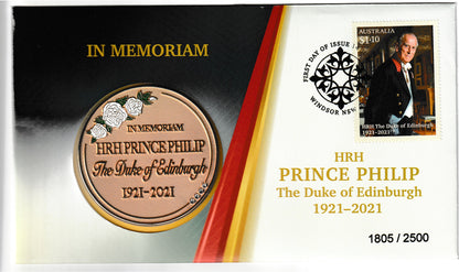 2021 Memorial coin and stamp numismatic cover of HRH Prince Philip, The Duke of Edinburgh