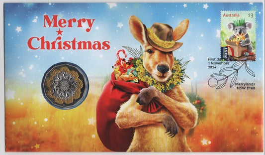2024 Australia Post Big Red Kangaroo Merry Christmas PNC front