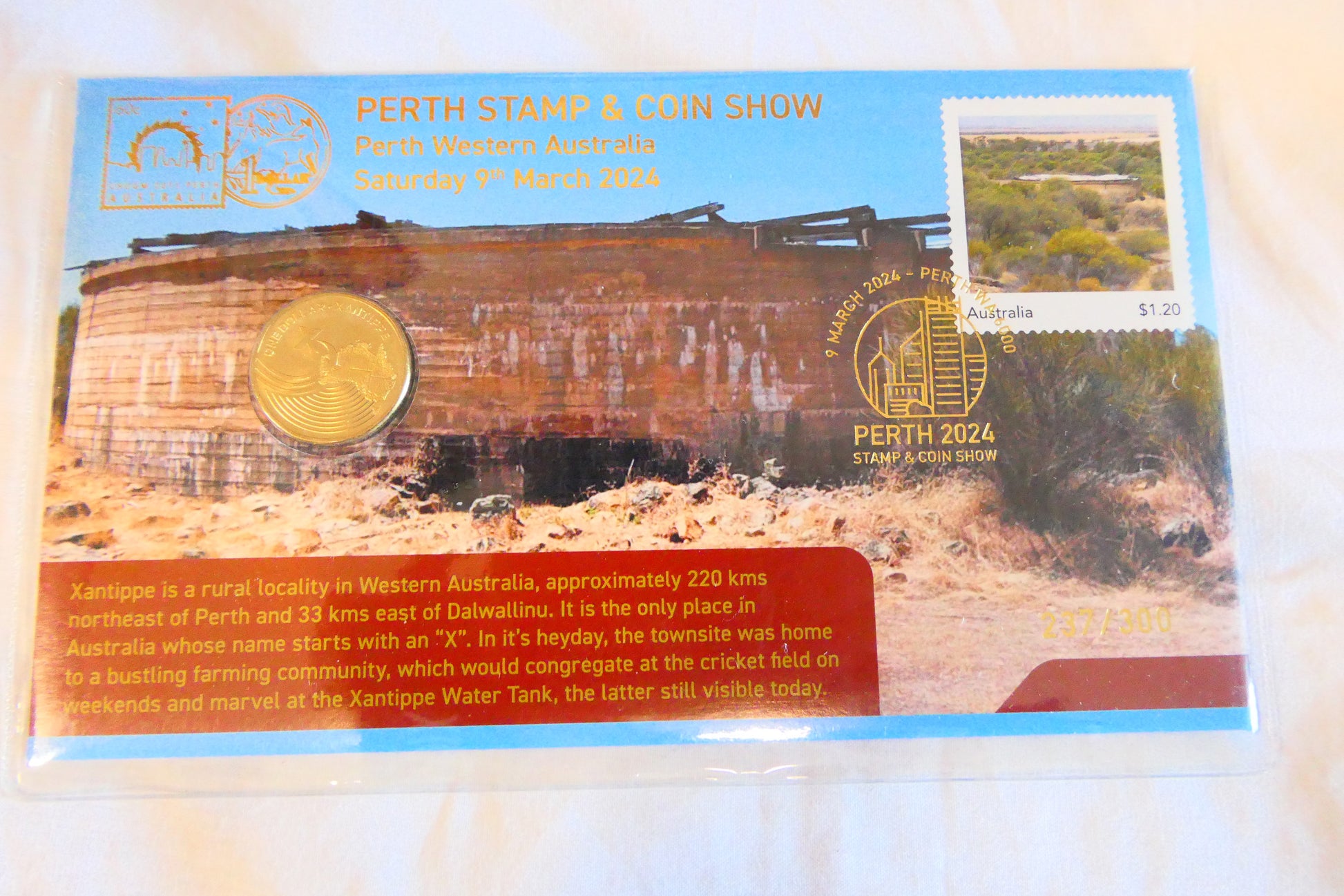 2024 Perth Stamp & Coin Show PNC — Xantippe Water Tank — 232/300 front