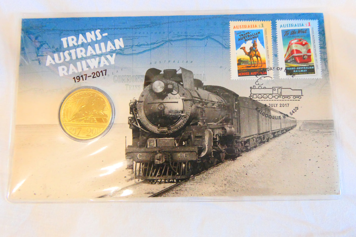 2017 Trans-Australian Railway 1917—2017 PNC — First Day of Issue Kalgoorlie front