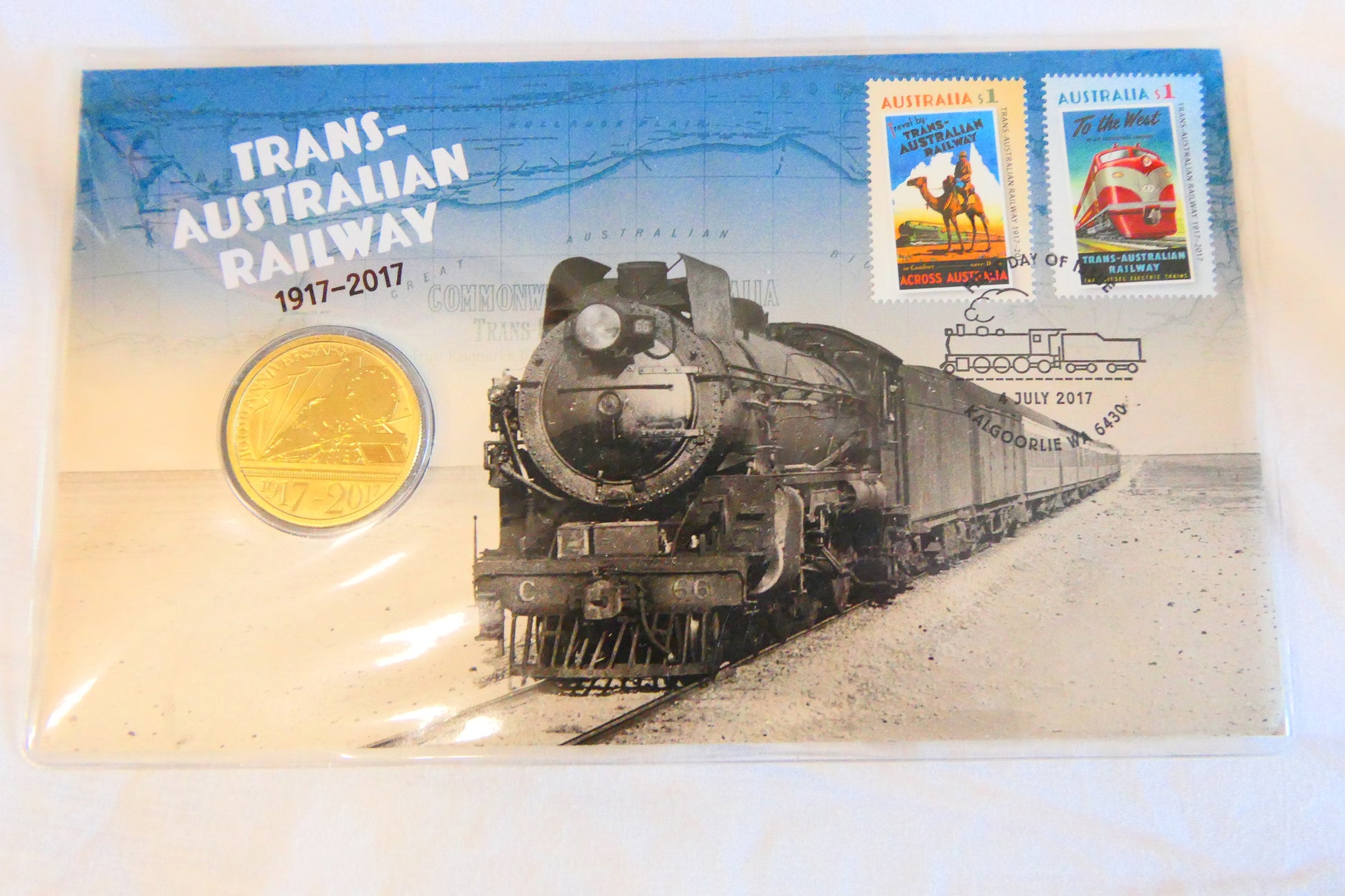 2017 Trans-Australian Railway 1917—2017 PNC — First Day of Issue Kalgoorlie front