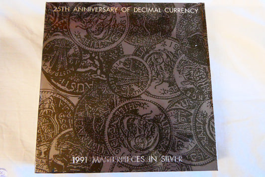 1991 Royal Australian Mint Masterpieces in Silver — 25th Anniversary of Decimal Currency front