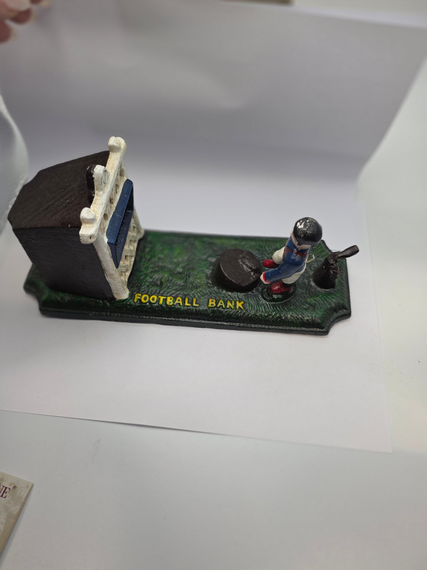 Cast Iron Football Soccer Mechanical Coin Bank