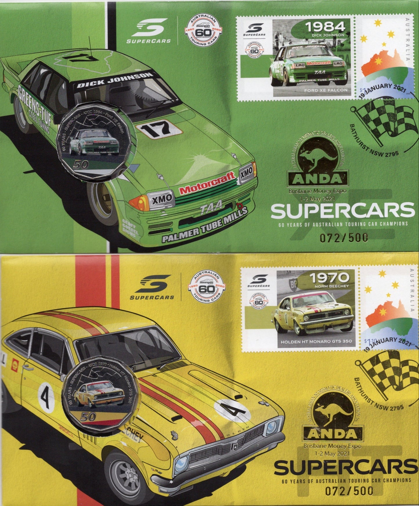 Supercars 60 Years Monaro GTS 350 and Greens-Tuf Two-PNC Set 072/500 Front