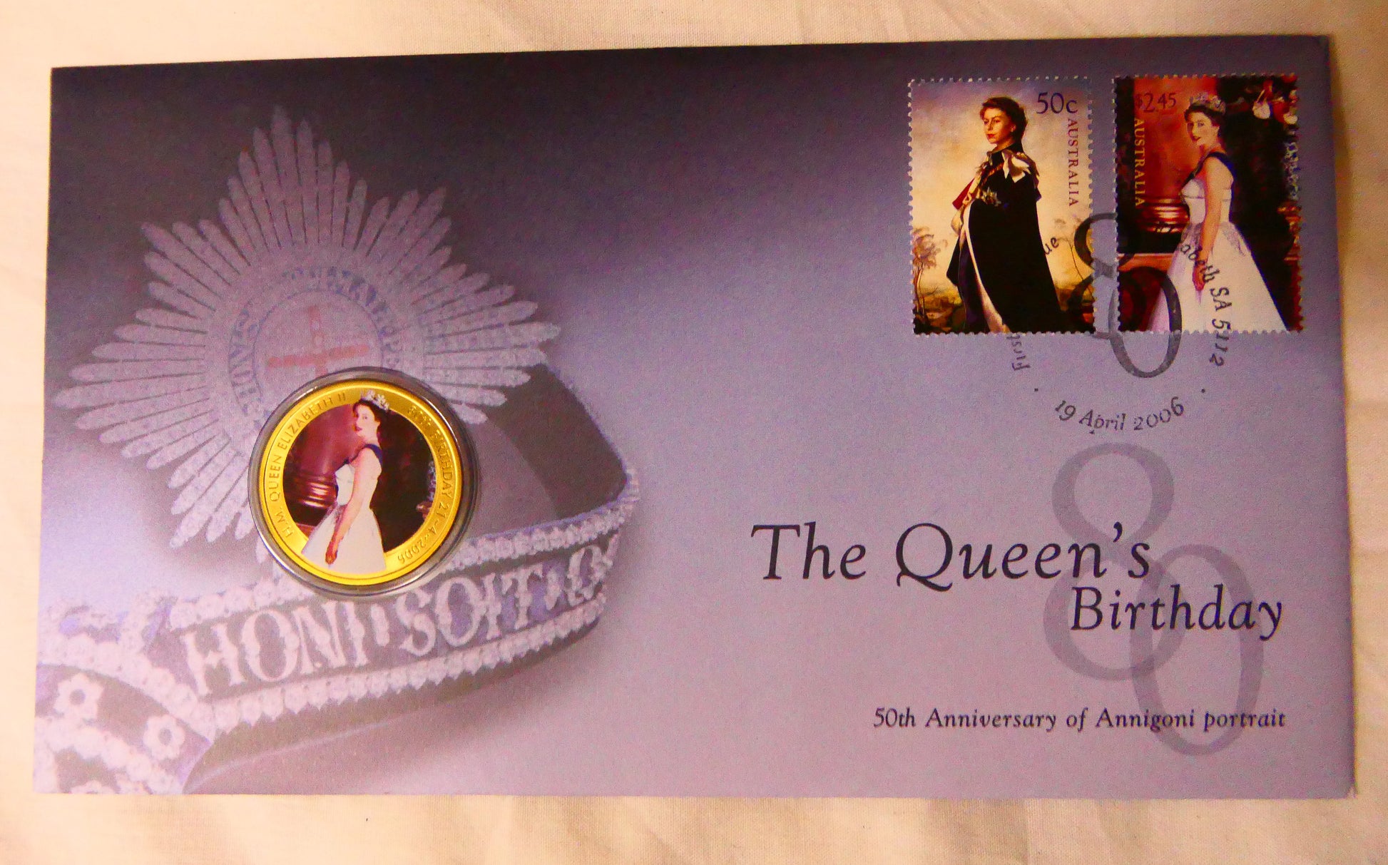 2006 the Queen's Birthday 80th PNC — 50th Anniversary of the Annigoni Portrait — Elizabeth Sa front