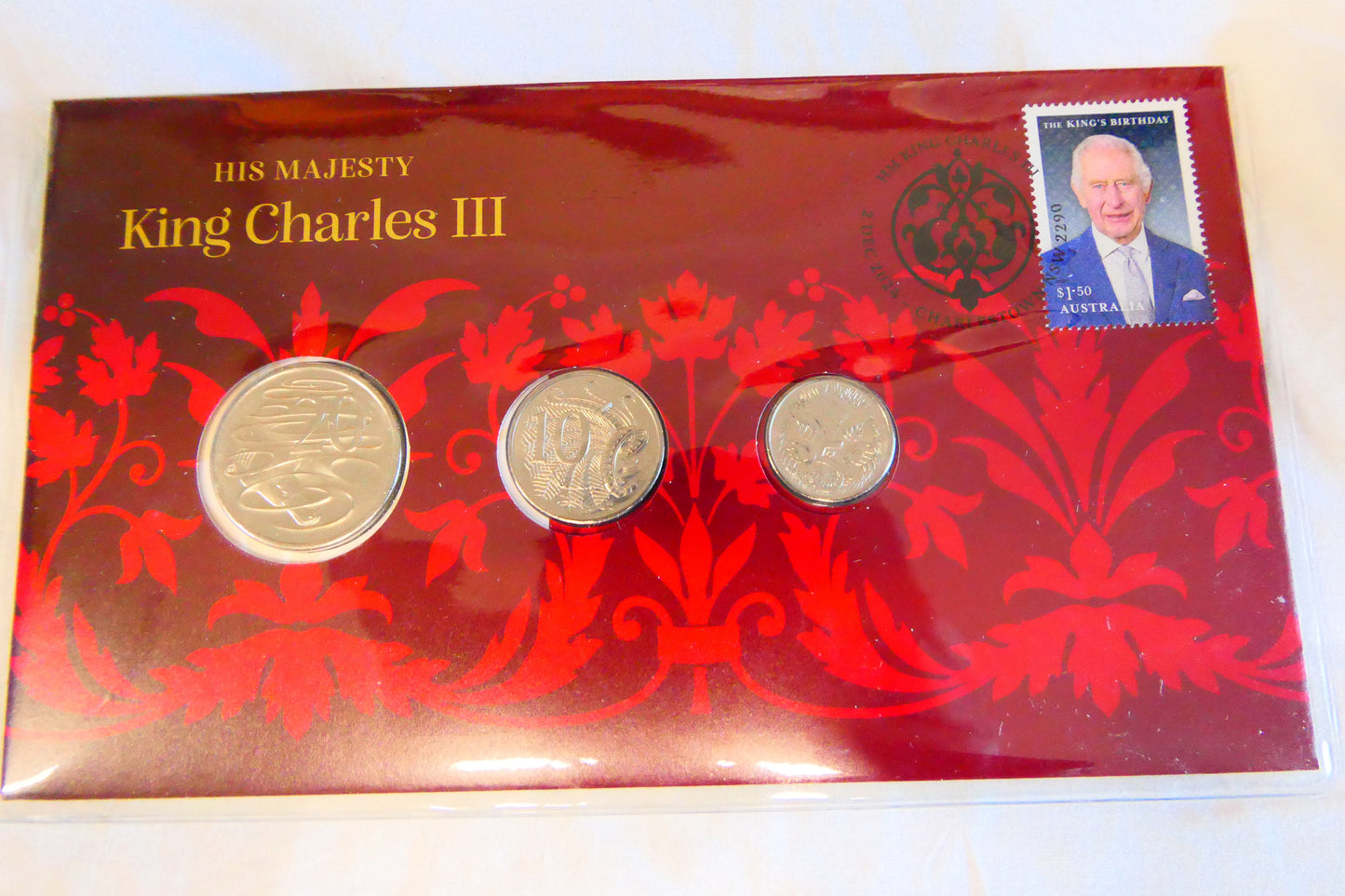 His Majesty King Charles III — Three Coin Cover — King's Birthday PNC front
