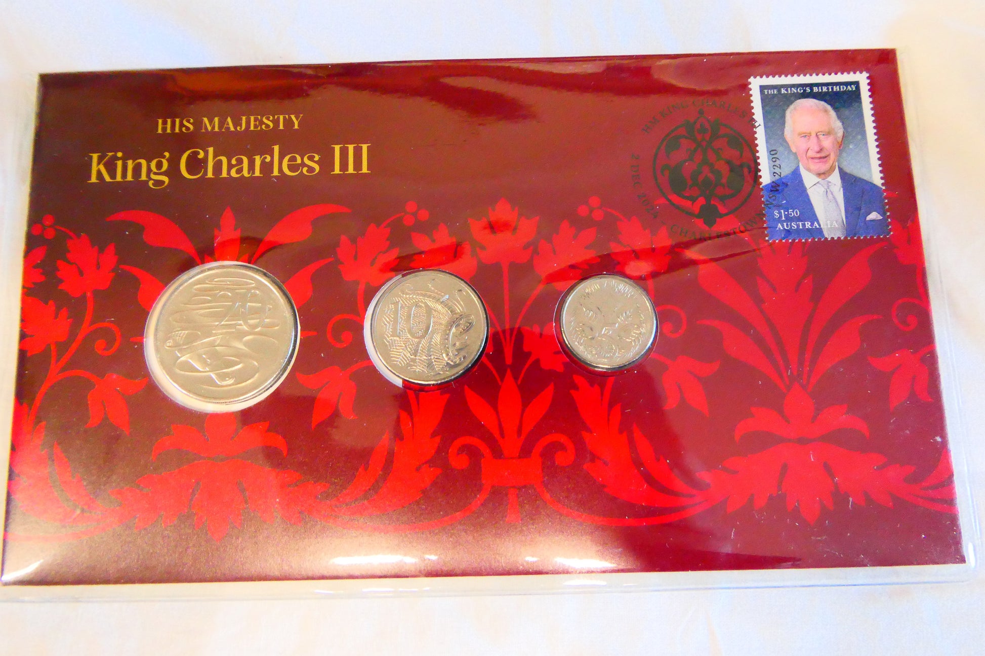 His Majesty King Charles III — Three Coin Cover — King's Birthday PNC front