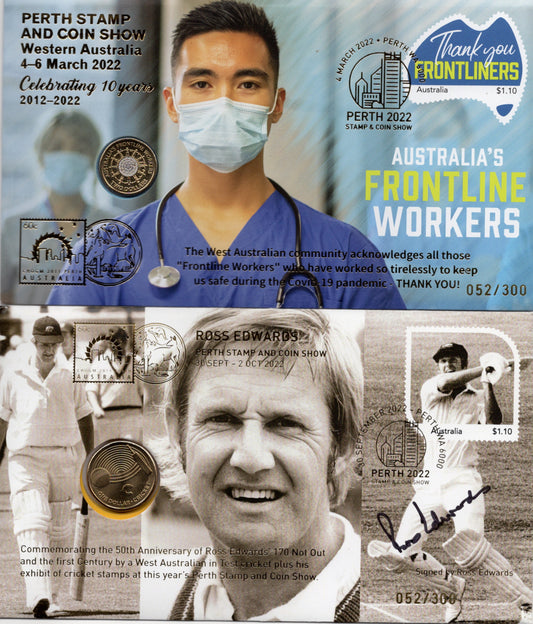 2022 Perth Show Insert Cards — Ross Edwards 170 Not Out & Frontline Workers