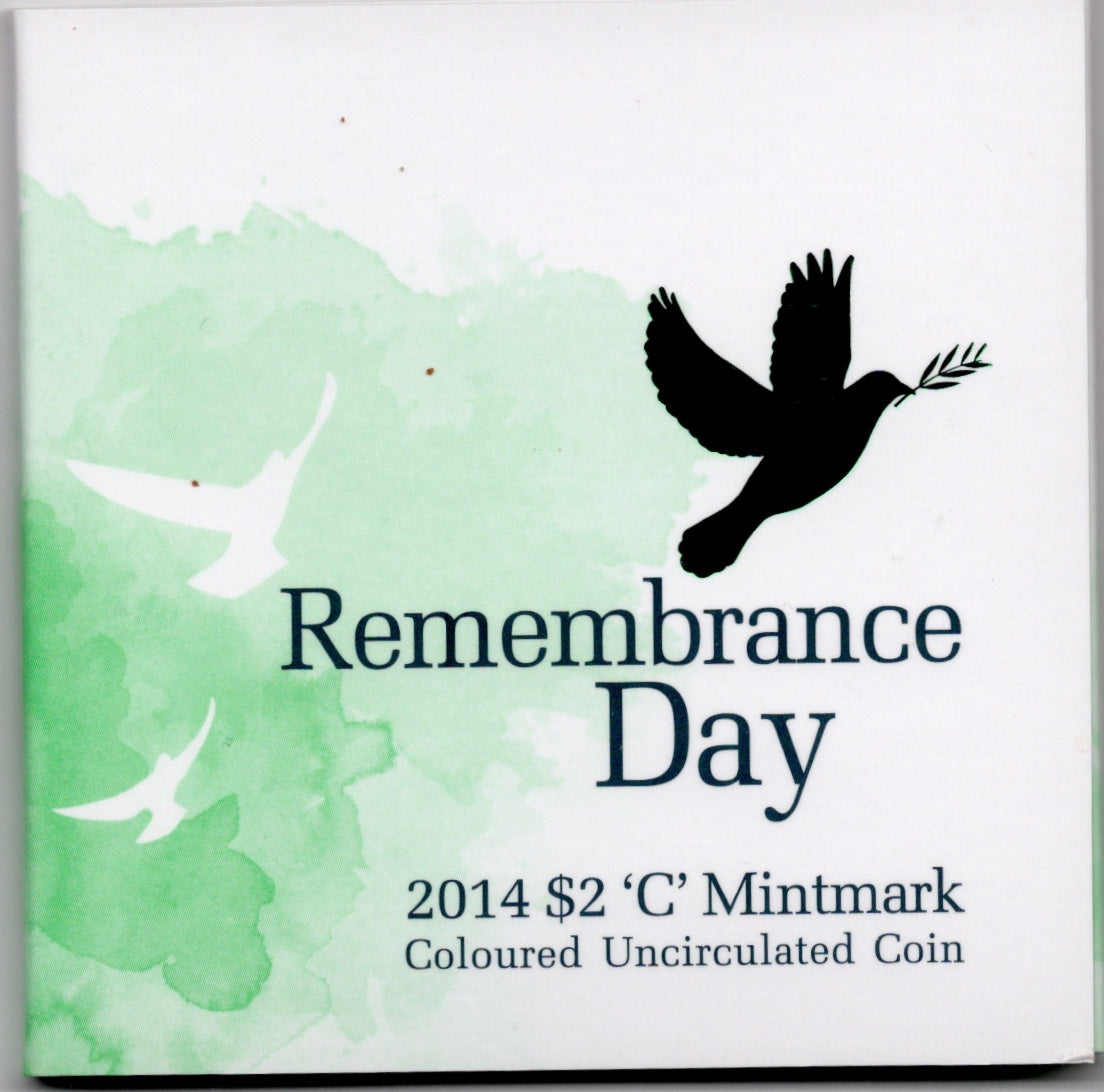 2014 Remembrance Day 'C' Colour-Printed ($2) Two Dollar Uncirculated Australian Decimal Coin