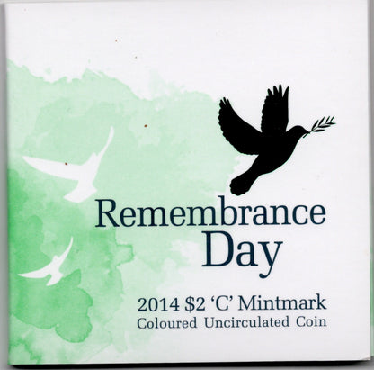 2014 Remembrance Day 'C' Colour-Printed ($2) Two Dollar Uncirculated Australian Decimal Coin