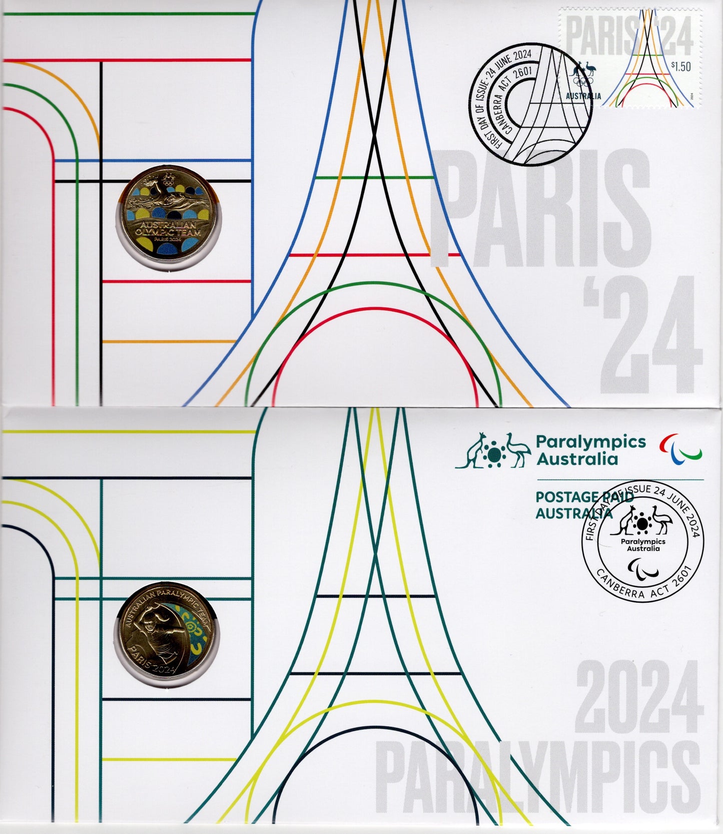 2024 Issue 8 - PNC Paris 2024 Olympics with RAM Coloured $1 Olympic Coin PNC