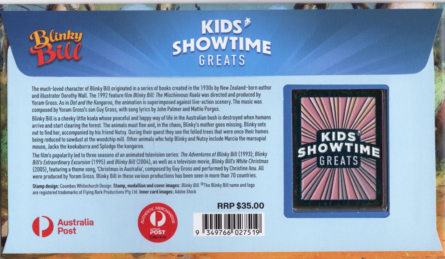 2024 Kids Showtime Greats - Blinky Bill Postal Medallion Cover