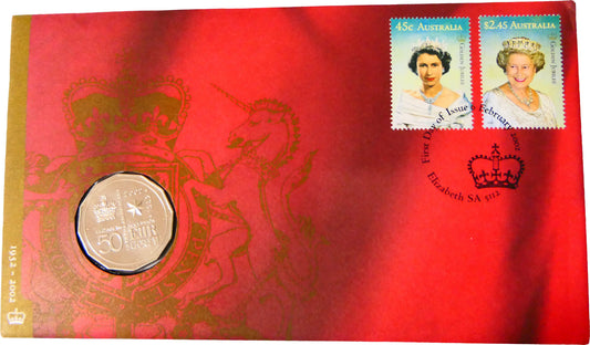 Queen Elizabeth II Golden Jubilee PNC — First Day of Issue 6 February 2002 front