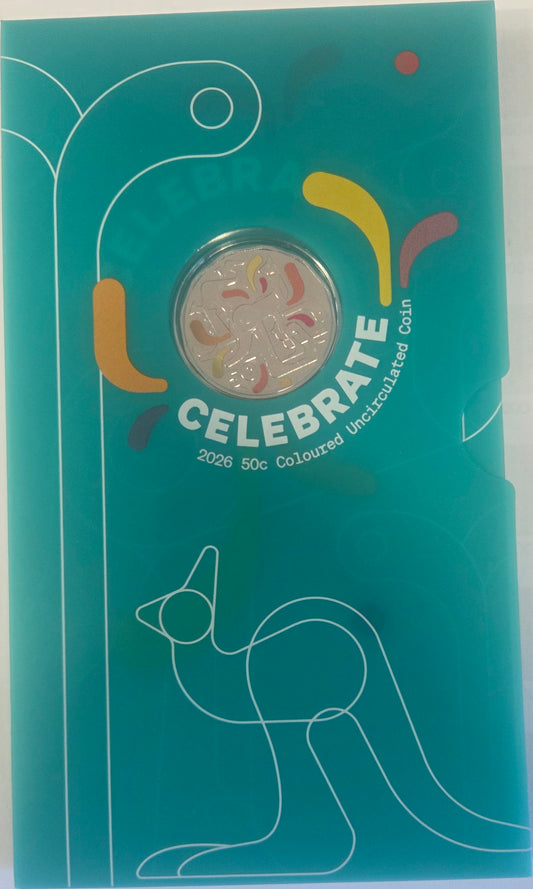 2026 50c Coloured UNC Coin RAM Celebrate front