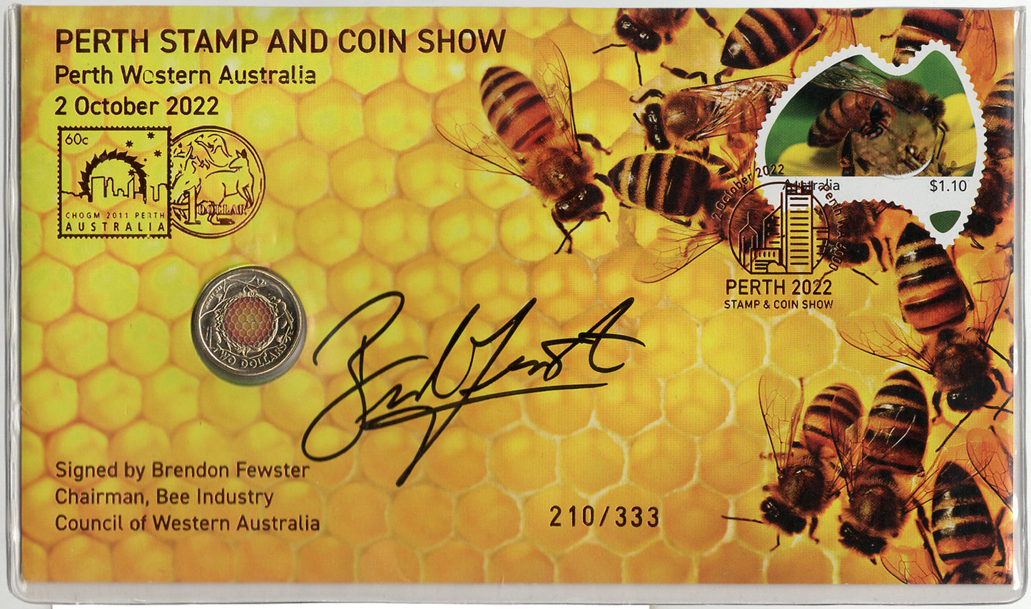 2022 Anda Perth Stamp & Coin Show Honey Bee Postal Numismatic Cover 210/333